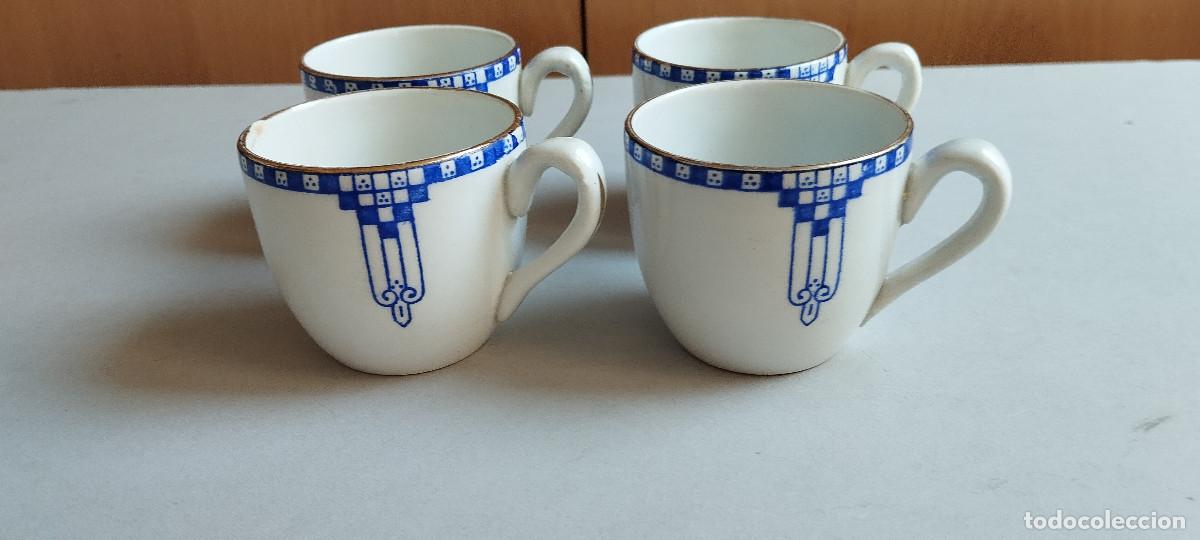 Antig&uuml;edades: Cuatro tazas de caf&eacute;, de loza estampada - San Juan de Aznalfarache - Sevilla