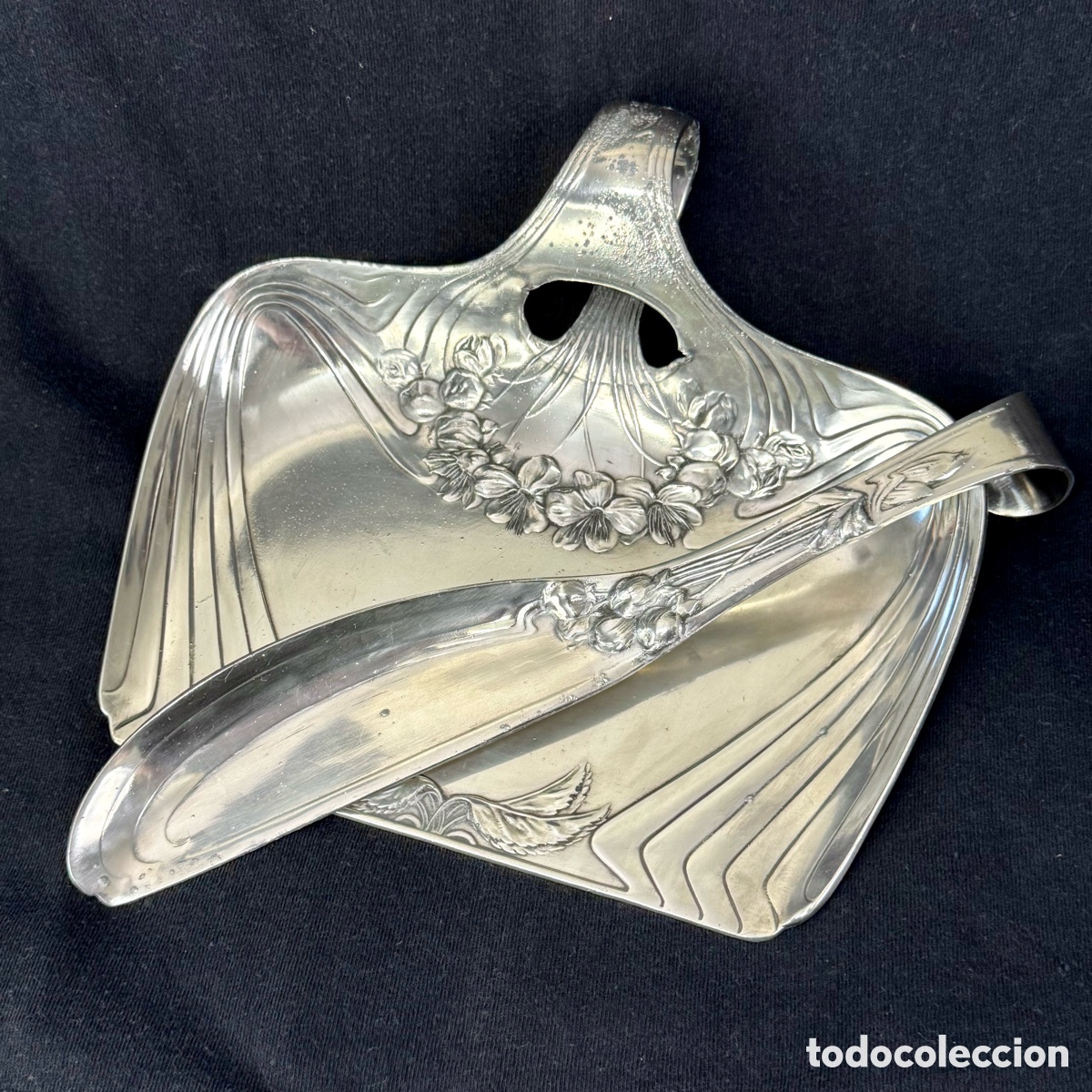 Antig&uuml;edades: ANTIGUO JUEGO RECOGEMIGAS COMEDOR RECOGEDOR PALA ART NOUVEAU WMF ALFENIDE GALLIA MODERNISMO XIX