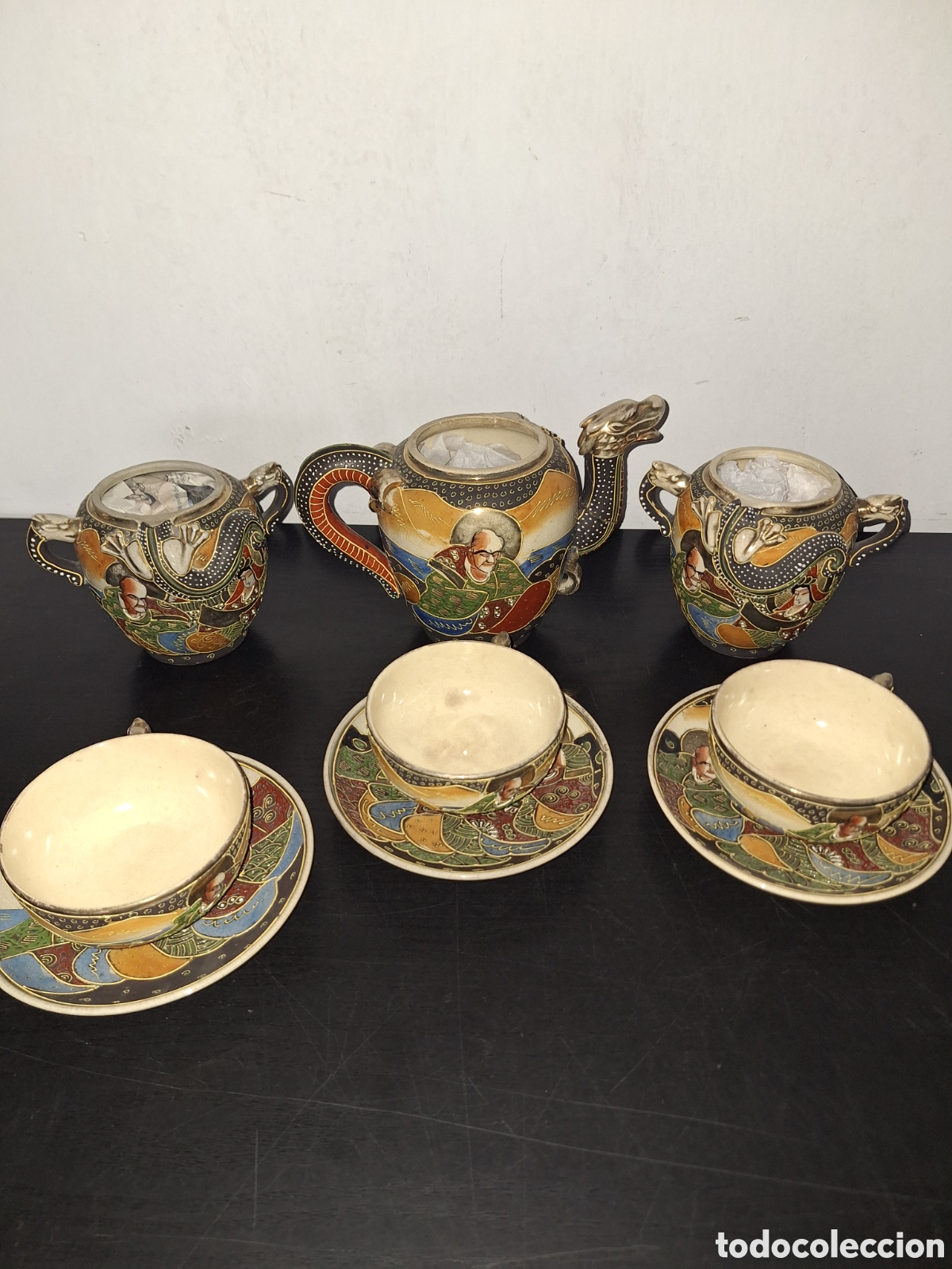 Antig&uuml;edades: Precioso juego de t&eacute; de porcelana Satsuma