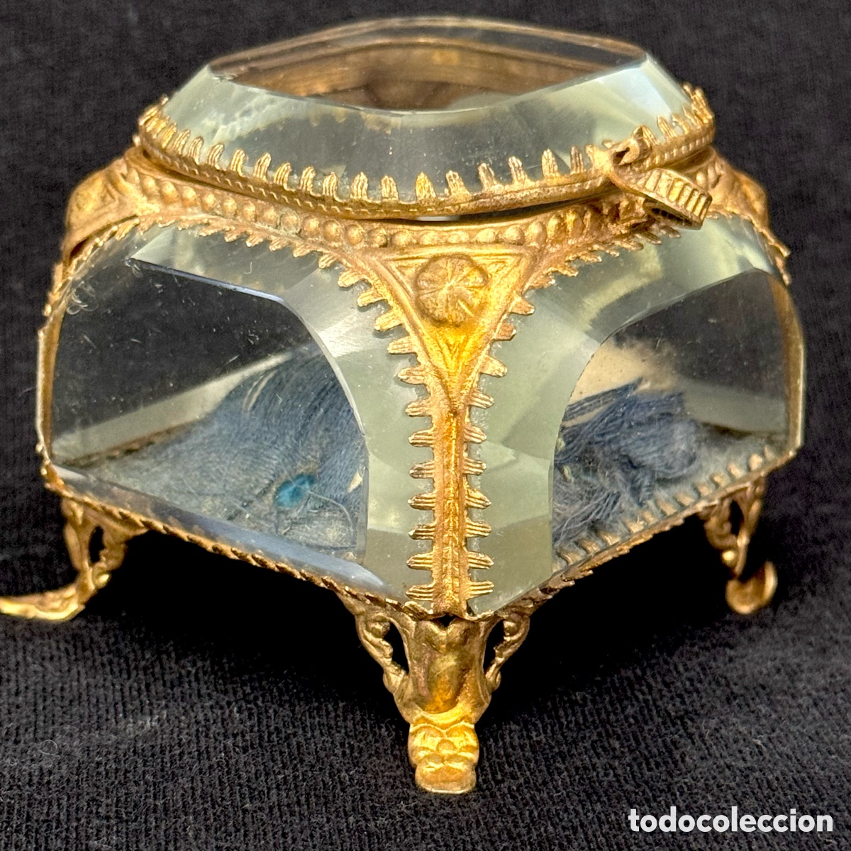 Antiques: ANTIGUO JOYERO BRONCE ORMOLU LATON CRISTAL BISELADO SEDA FRANCIA F. S. XIX CAJA COFRE JOYA TOCADOR