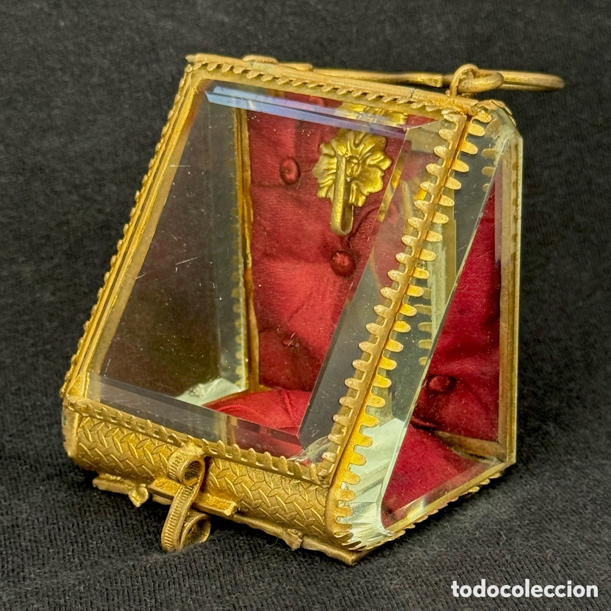Antiques: ANTIGUO PORTA RELOJ CRISTAL BISELADO BRONCE SEDA PORTE MONTRE FRANCIA F. S. XIX CAJA JOYERO TOCADOR
