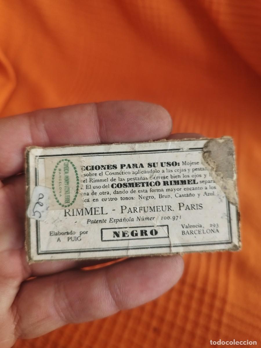 Antig&uuml;edades: Antigua etiqueta de Rimmel, fabricada en Espa&ntilde;a por A. Puig. A&ntilde;os 20. Maquillaje.