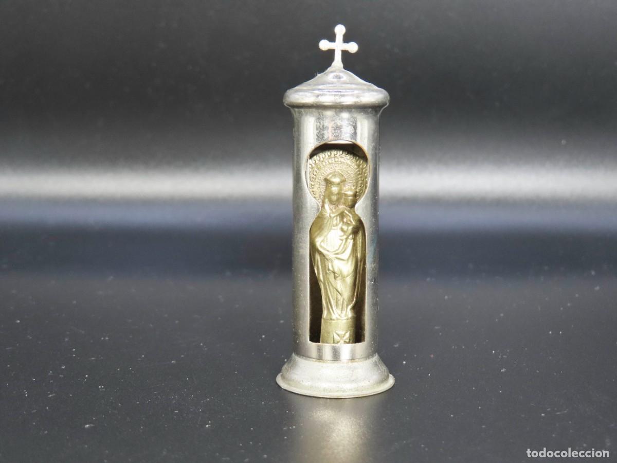 Antig&uuml;edades: CAPILLA DE VIAJE DE BOLSILLO. MINIATURA VIRGEN CON NI&Ntilde;O 7 cm