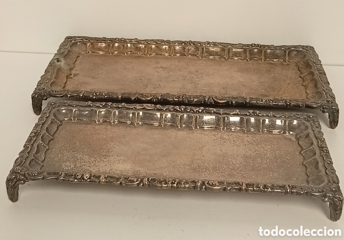 Antig&uuml;edades: BANDEJAS RECTAGULARES ORNAMENTALES DE ALPACA