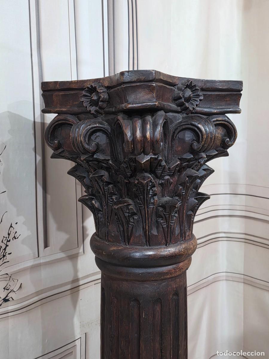 Antig&uuml;edades: Antigua columna de madera tallada - Foto 3