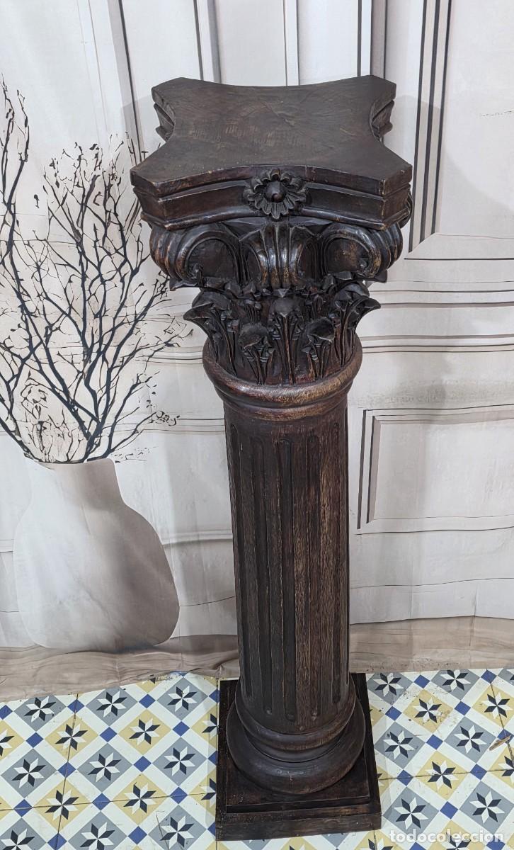 Antig&uuml;edades: Antigua columna de madera tallada - Foto 5