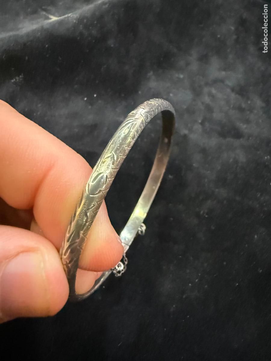 Antig&uuml;edades: ANTIGUA PULSERA MEDIA CA&Ntilde;A DE PLATA DE LEY CONTRASTADA