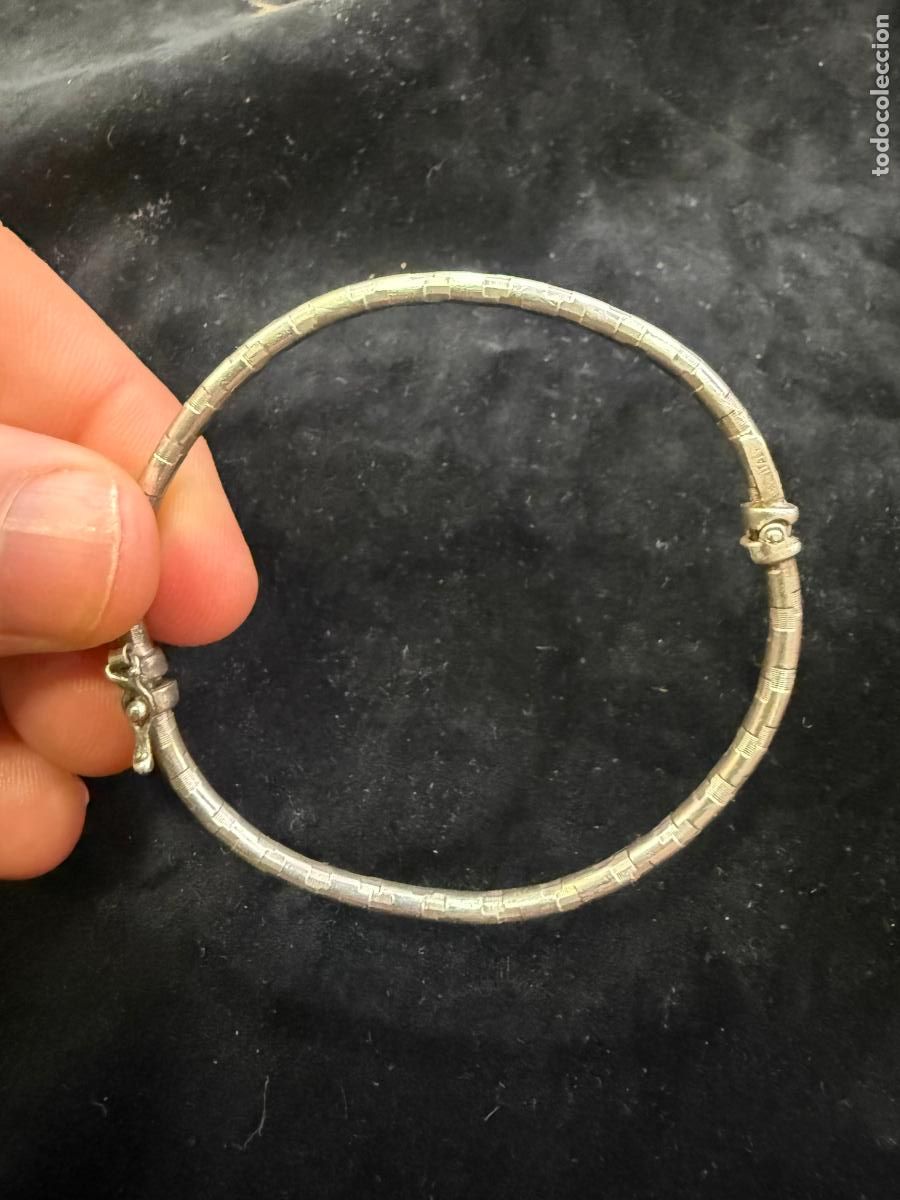 Antig&uuml;edades: ANTIGUA PULSERA MEDIA CA&Ntilde;A DE PLATA DE LEY CONTRASTADA - MEDIDA INTERIOR 5,5 CM
