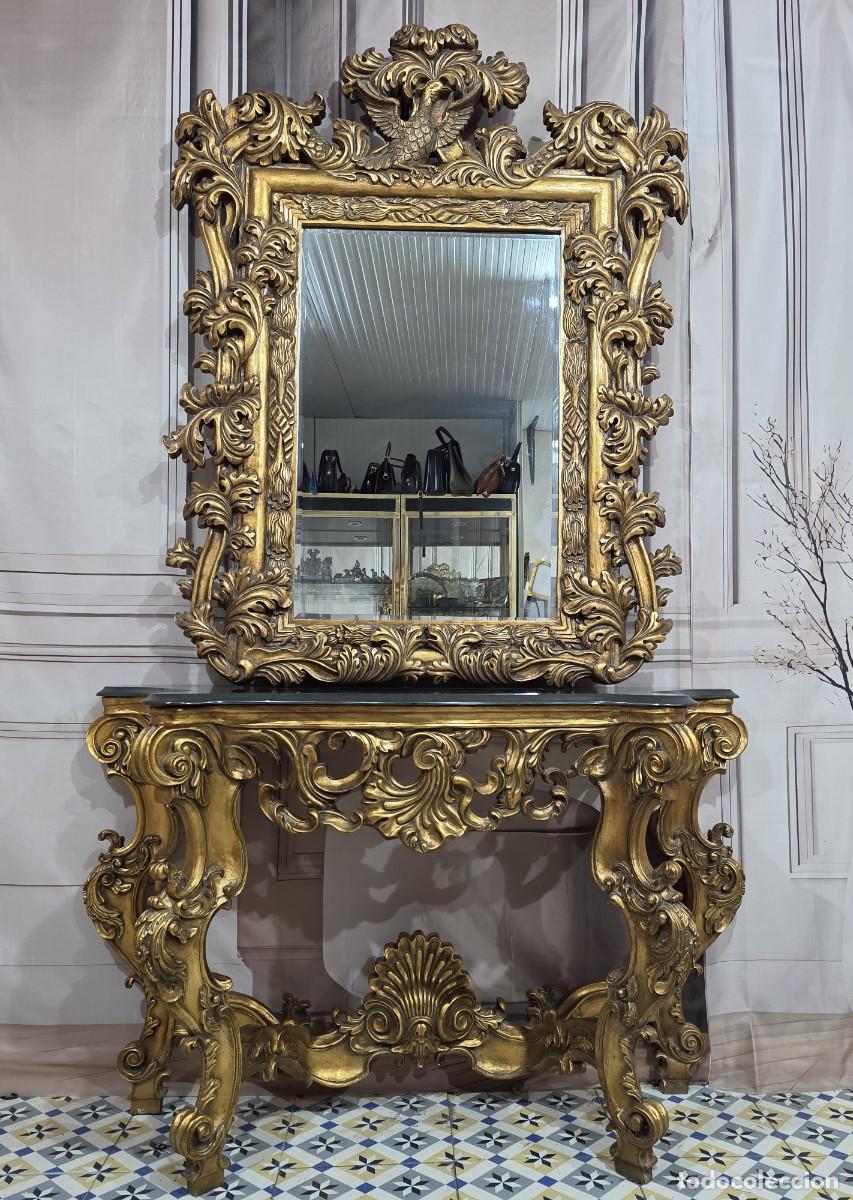 Antig&uuml;edades: Consola y espejo en pan de oro, estilo barroco - Foto 11