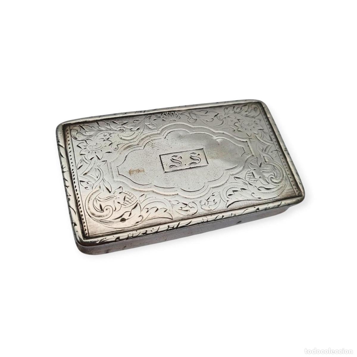 Antig&uuml;edades: Caja victoriana antigua de plata grabada y monograma S.S circa 1890-1900