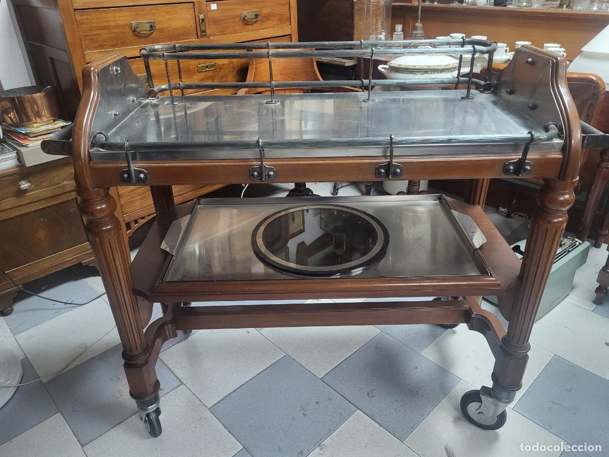 Antig&uuml;edades: ANTIGUO MUEBLE AUXILIAR MESA CAMARERA RESTAURANTE MENESES MADRID