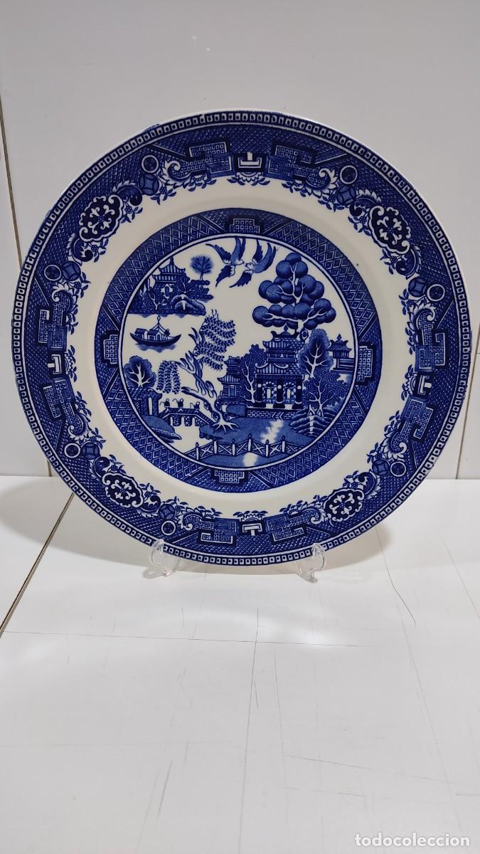 Antig&uuml;edades: 1205 PLATO DE LOZA, DECORADO CON MOTIVO WILLOW, EN AZUL COBALTO, A&Ntilde;OS 50/60