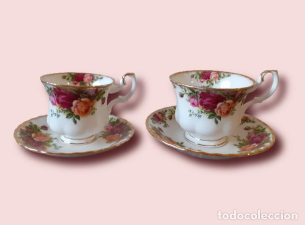 Antig&uuml;edades: Lote de 1 taza de caf&eacute; y 1 de t&eacute; Royal Albert Old Country Roses