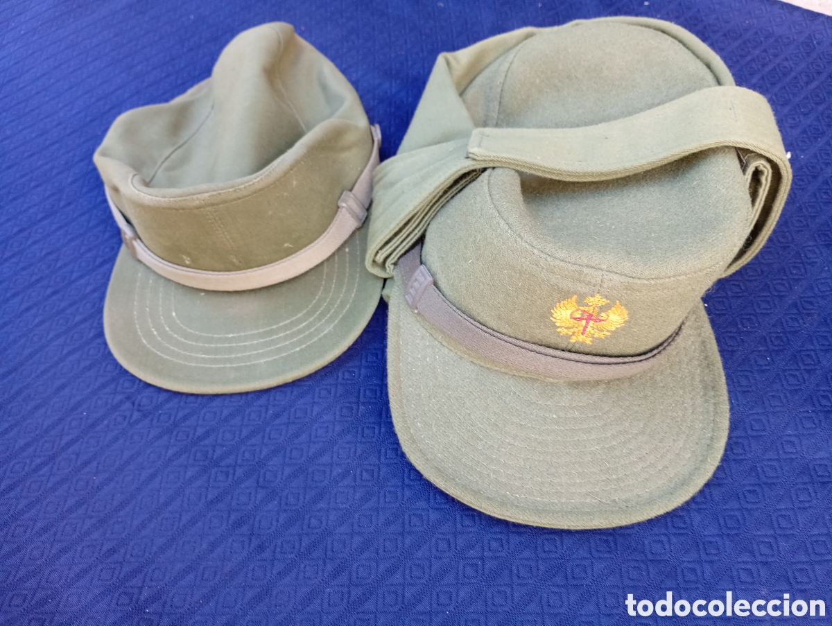 Antig&uuml;edades: Lote Gorra militar monta&ntilde;era faena