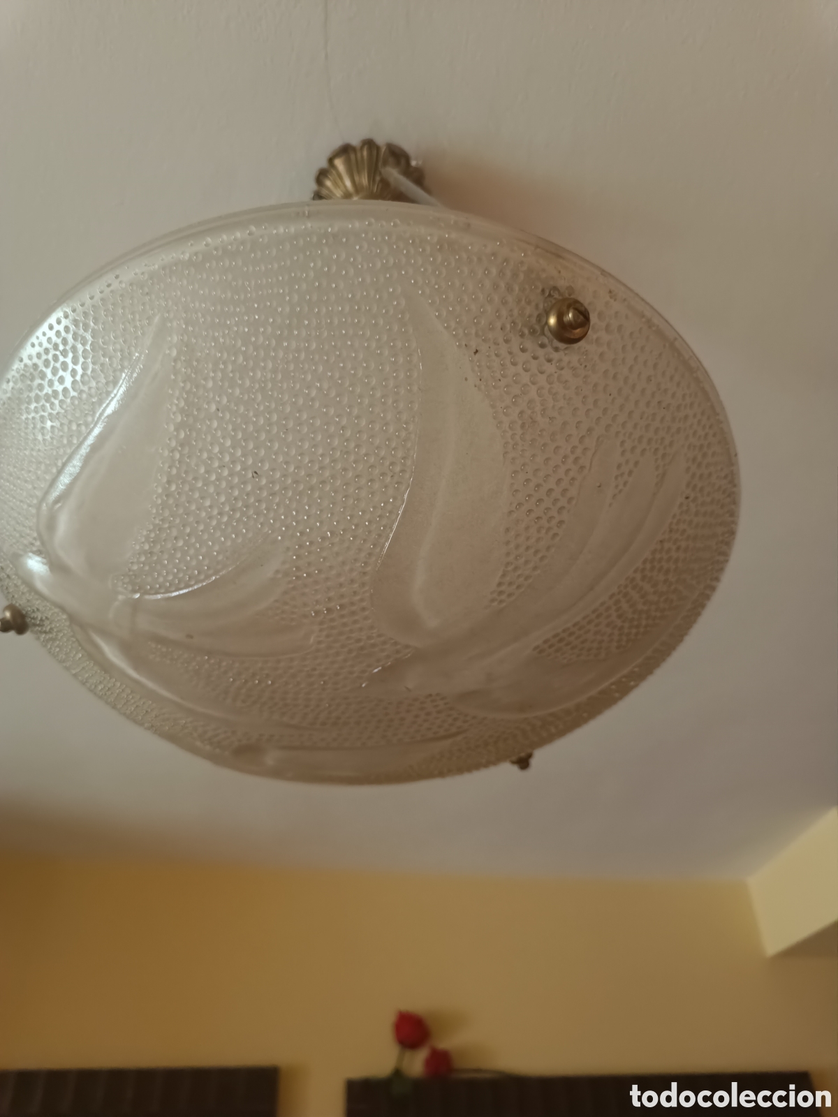 Antig&uuml;edades: Lampara arte deco cristal plafon