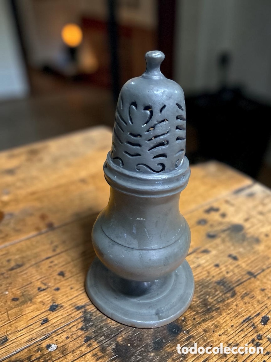Antig&uuml;edades: Antiguo salero franc&eacute;s de peltre