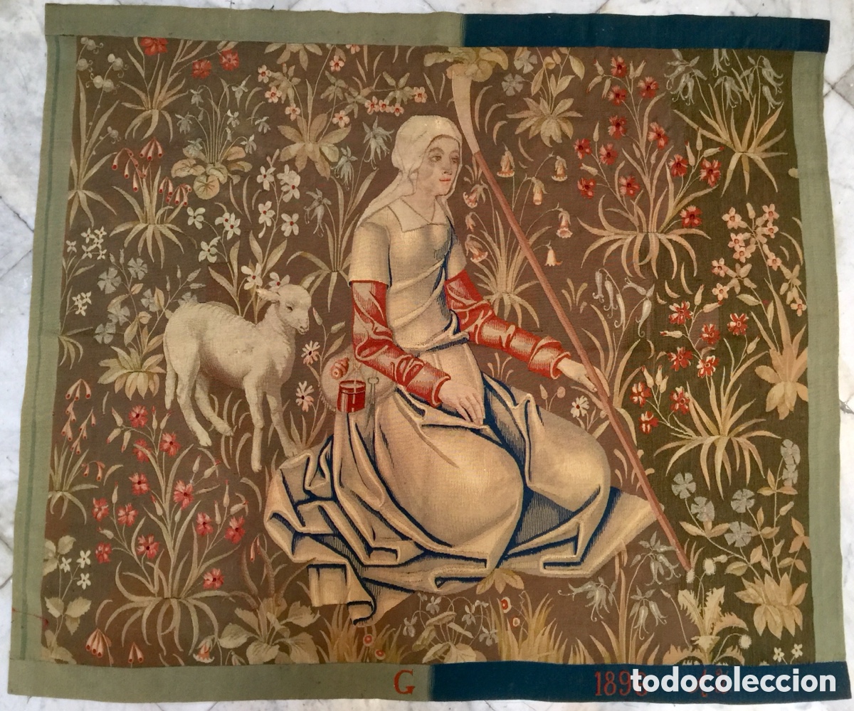 Antig&uuml;edades: Magn&iacute;fico tapiz manual de Aubusson,siglo XIX,firmado y fechado