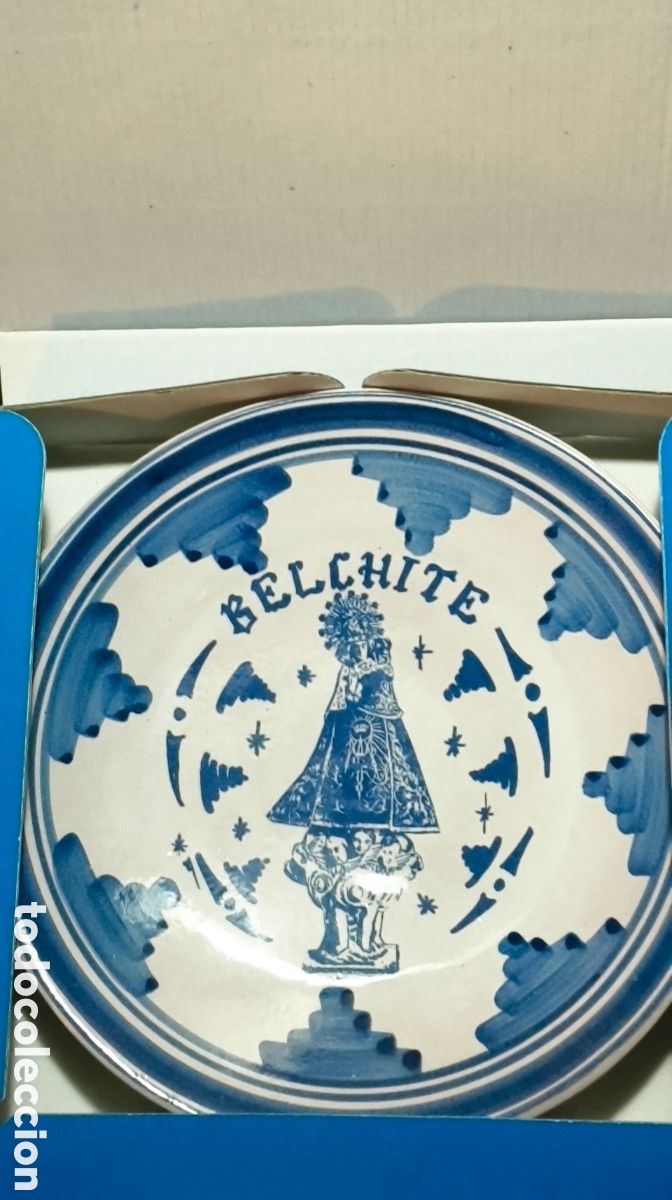 Antig&uuml;edades: Viejo plato cer&aacute;mica virgen del pueyo Belchite Zaragoza