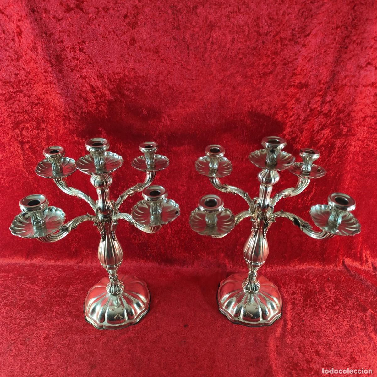Antig&uuml;edades: CANDELABROS DE PLATA - 2350 G - 2,3 KG - PUNZONADOS - 41 X 35 X 35 CM - OBRA DE ARTE