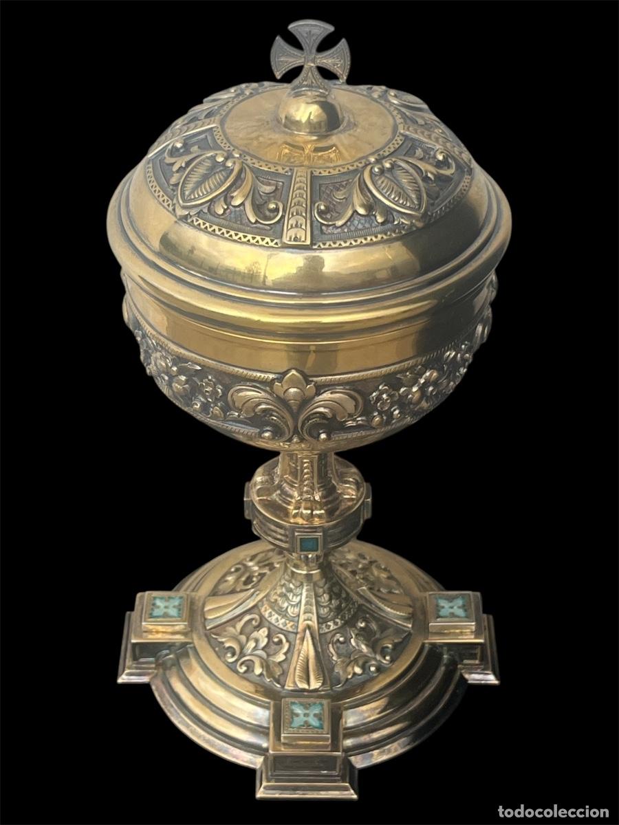 Antig&uuml;edades: Elegante Cop&oacute;n de altar en plata dorada (vermeil), Talleres de Arte Granda, Madrid 1930&rsquo;S.