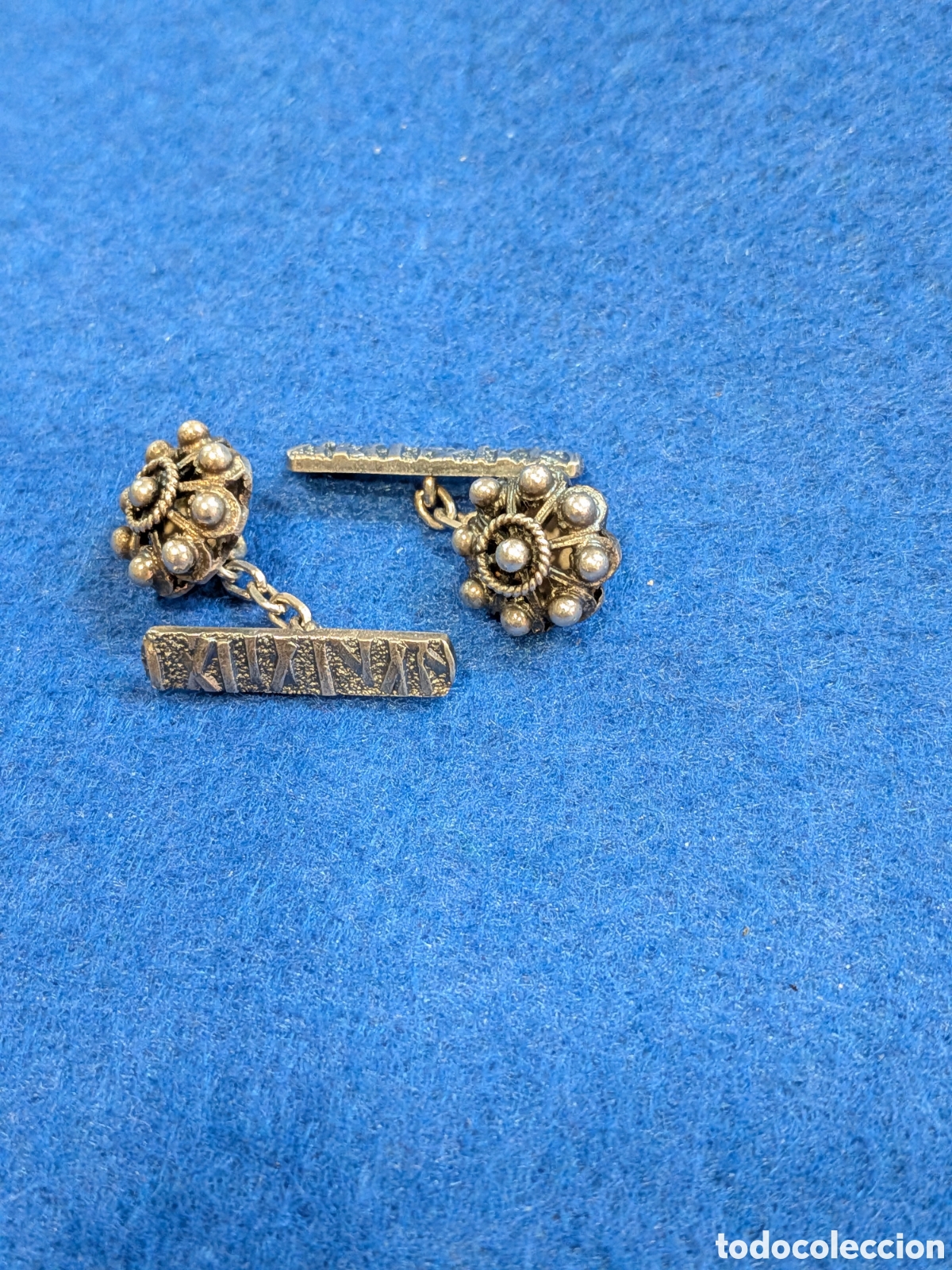 Antig&uuml;edades: Pareja de botones charros, siglo XIX. Plata estrella. REF-6578. ca4