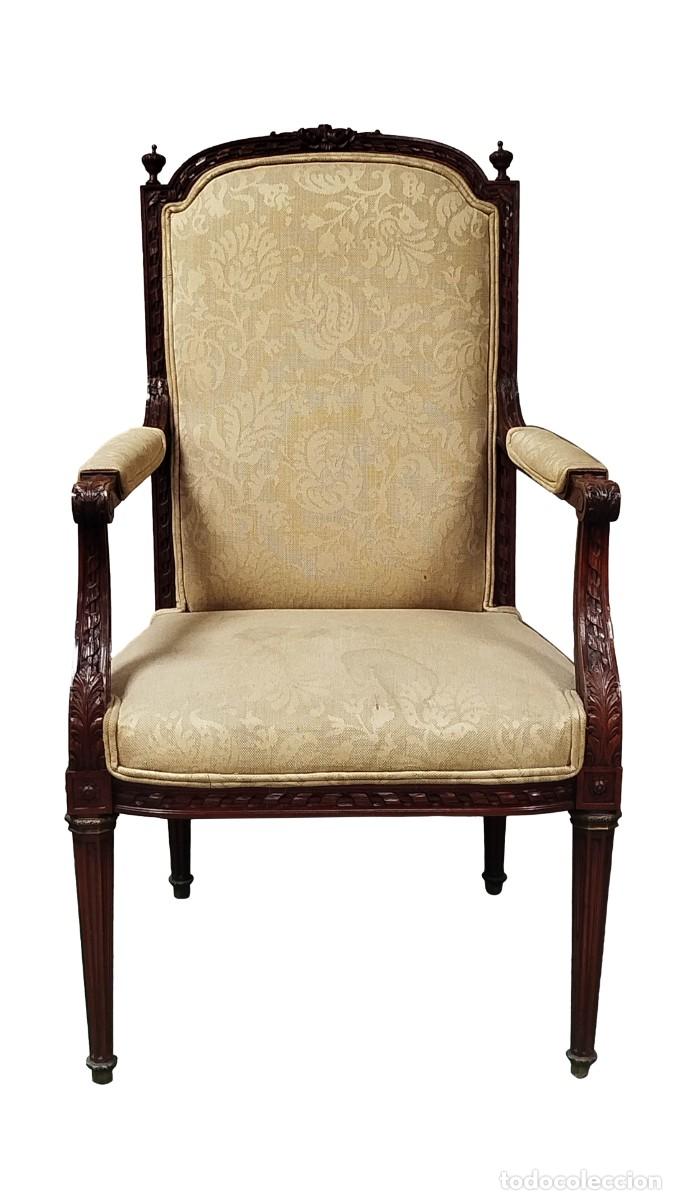 Antig&uuml;edades: SILL&Oacute;N ESTILO LUIS XVI DE MADERA DE NOGAL - Foto 10