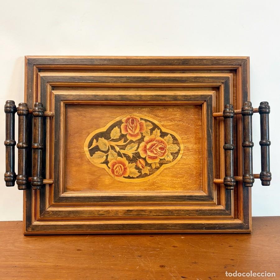 Antig&uuml;edades: Juego de Tres Bandejas de Madera - Foto 1