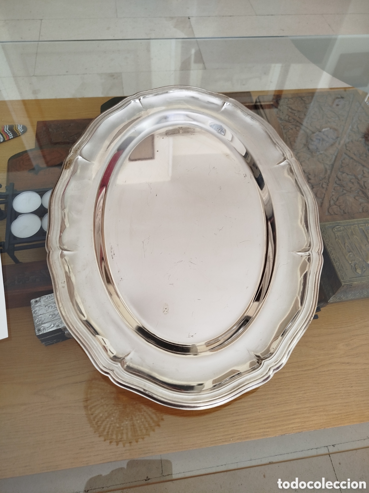 Antig&uuml;edades: Bandeja ovalada chapeado plata - Foto 2