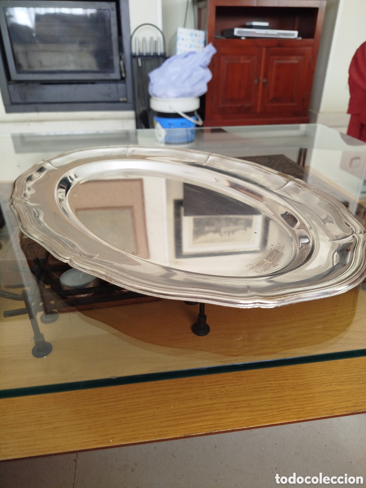 Antig&uuml;edades: Bandeja ovalada chapeado plata - Foto 3
