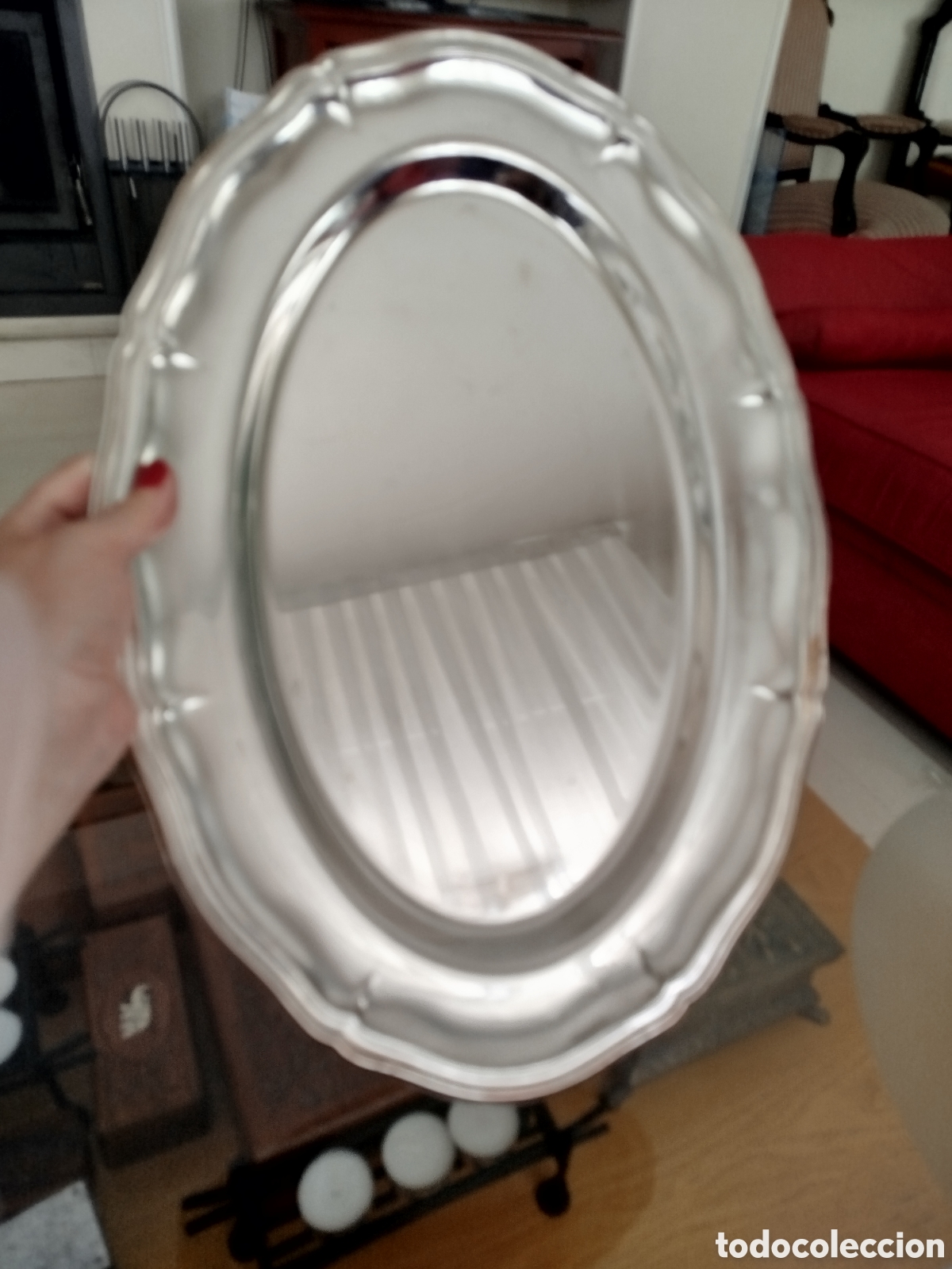 Antig&uuml;edades: Bandeja ovalada chapeado plata - Foto 4