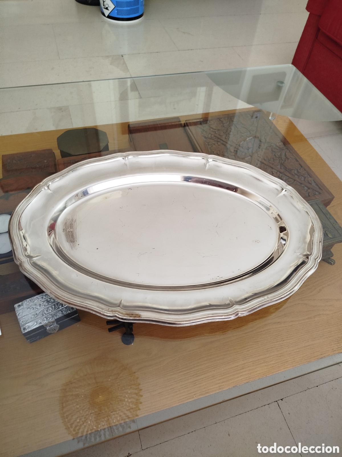 Antig&uuml;edades: Bandeja ovalada chapeado plata - Foto 1
