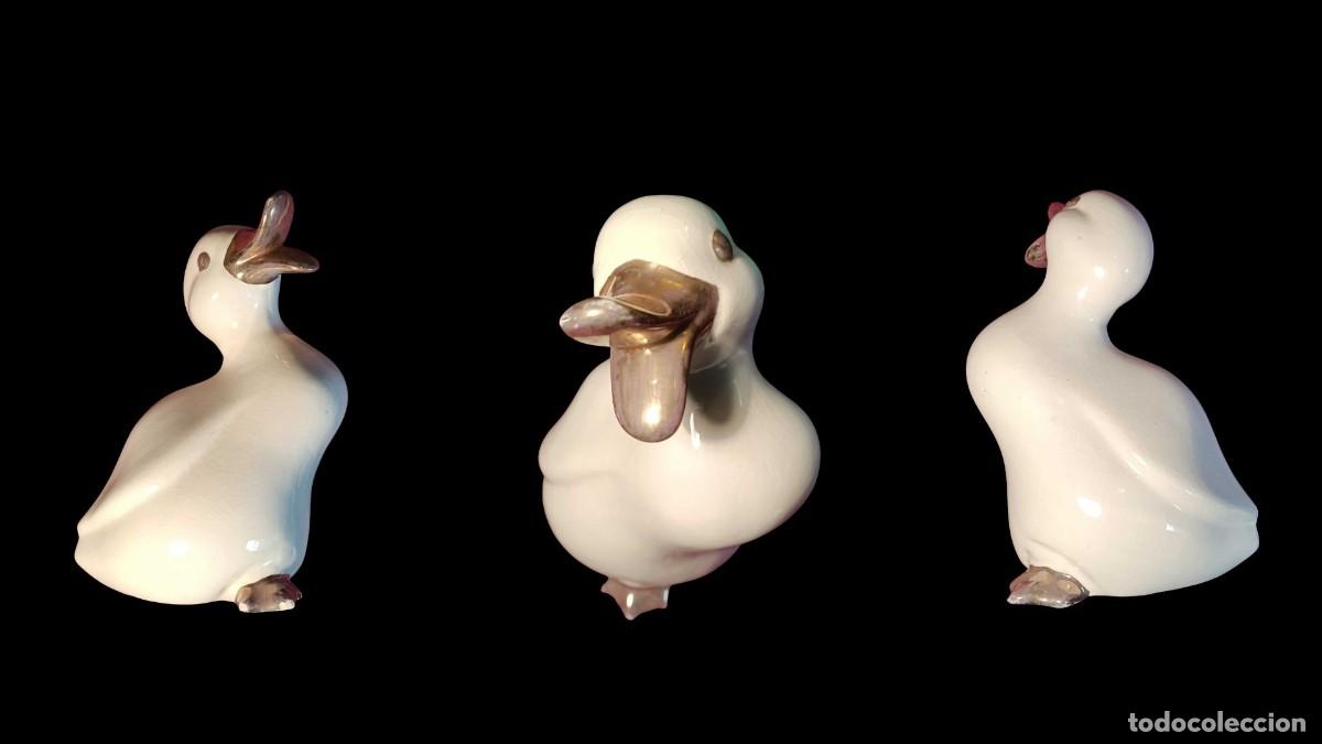 Antiguidades: FIGURA PORCELANA PATO BLANCO CON DETALLES DORADOS - ESTILO MID-CENTURY - A&Ntilde;OS 50/70 - COLECCIONISTA