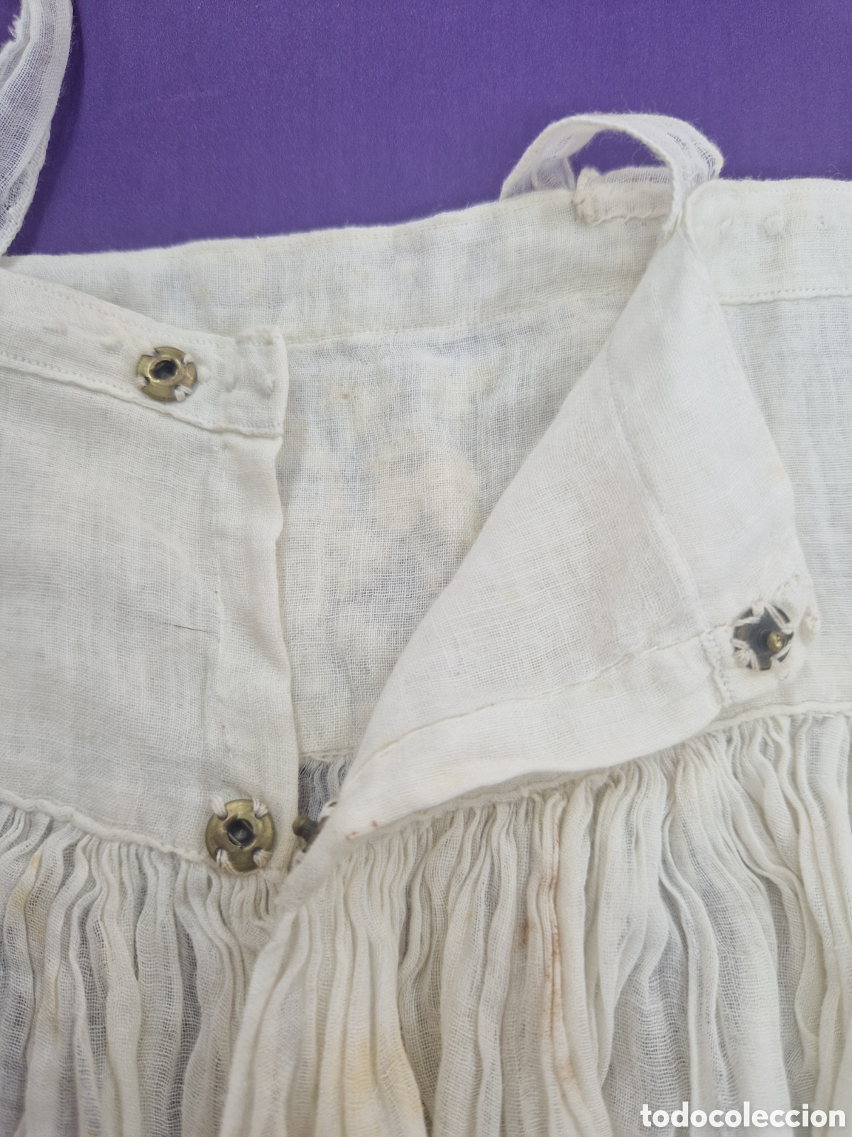 Antig&uuml;edades: Fald&oacute;n de organza de algod&oacute;n bordado - Foto 15