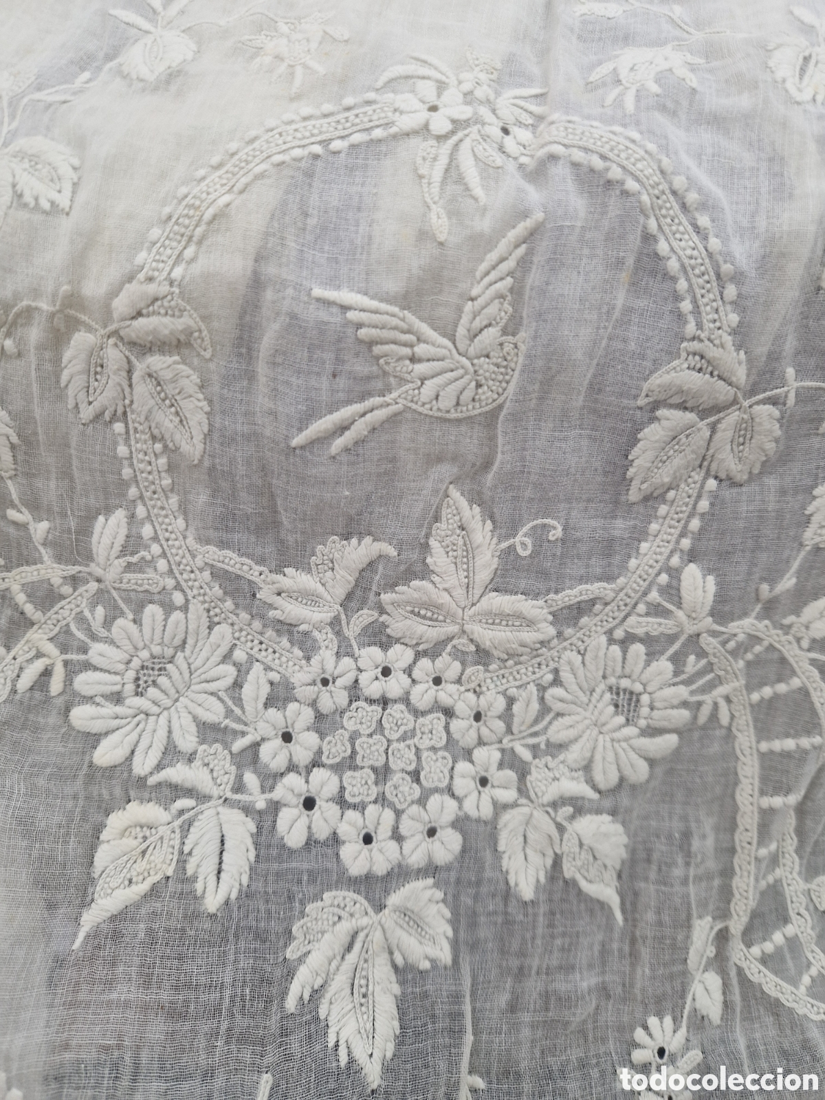 Antig&uuml;edades: Fald&oacute;n de organza de algod&oacute;n bordado - Foto 18