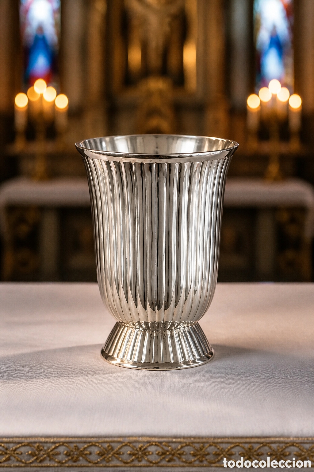 Antig&uuml;edades: ANTIGUA COPA, CALIZ METAL PLATEADO BA&Ntilde;O DE PLATA
