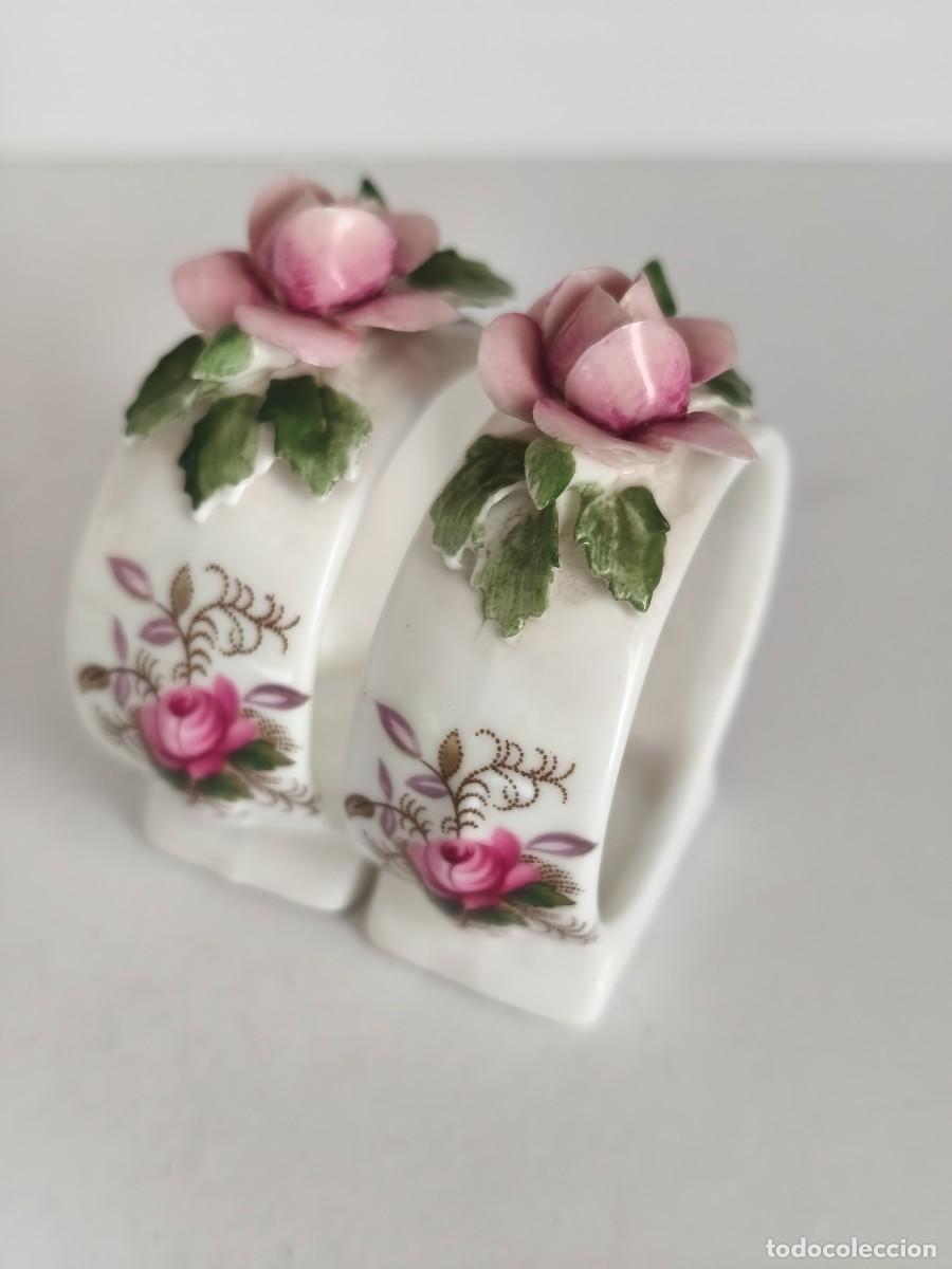 Antig&uuml;edades: PAREJA DE SERVILLETEROS EN PORCELANA ROYAL ALBERT &rdquo;LAVENDER ROSE&rdquo;