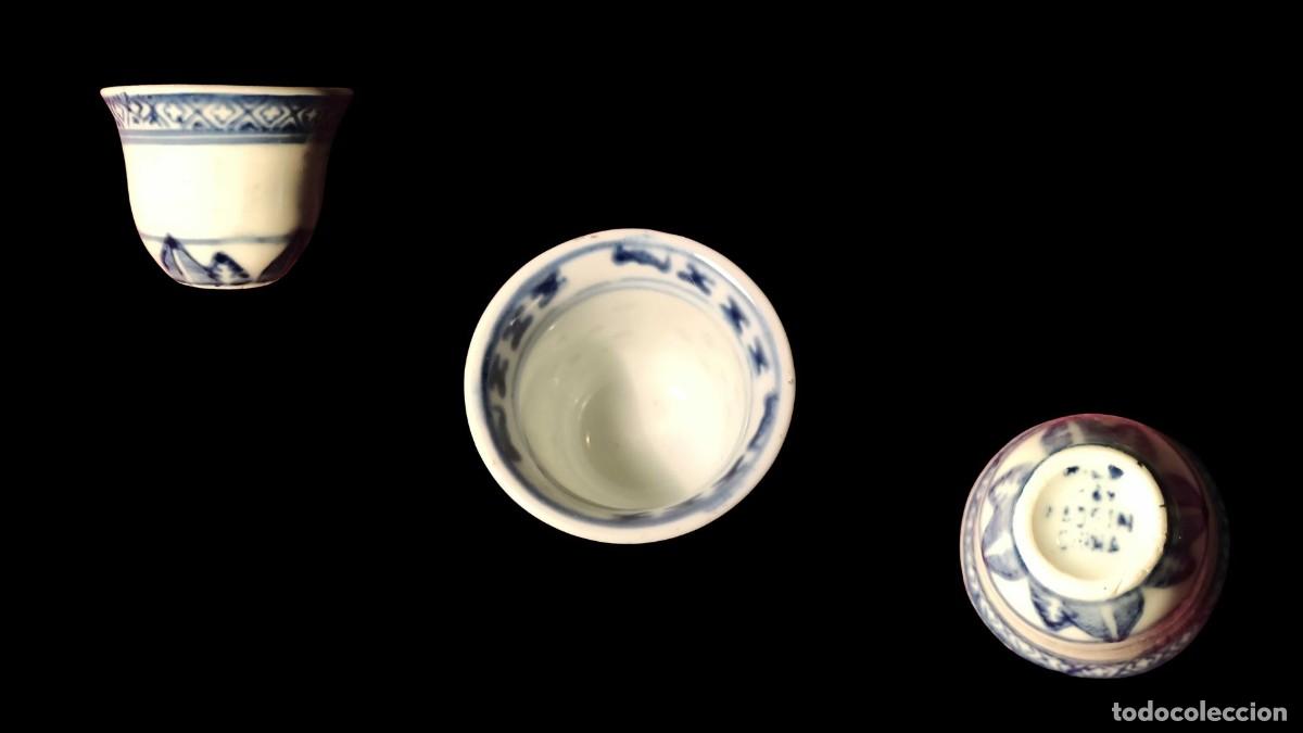 Antiguidades: TAZA T&Eacute; PORCELANA CHINA AZUL Y BLANCO - PAISAJE DE MONTA&Ntilde;A - MARCA EN BASE - VINTAGE - COLECCIONISTA