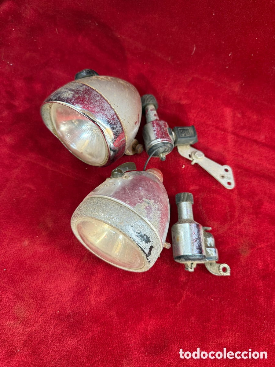 Antig&uuml;edades: Lote de dos faros con dinamos para bicicleta antigua!