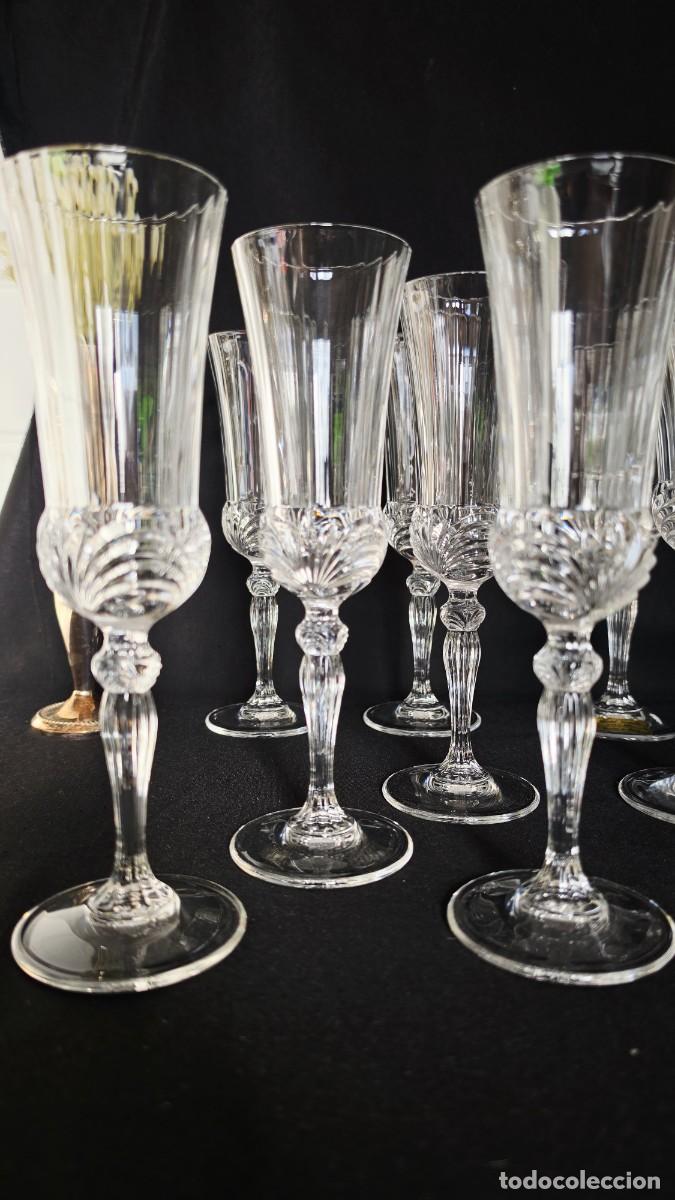 Antig&uuml;edades: Exclusivo Lote 18 Copas Cristal de Lorreine Paris Aut&eacute;ntico Cristal +24% PbO A&ntilde;os 80 - 90 El estilo