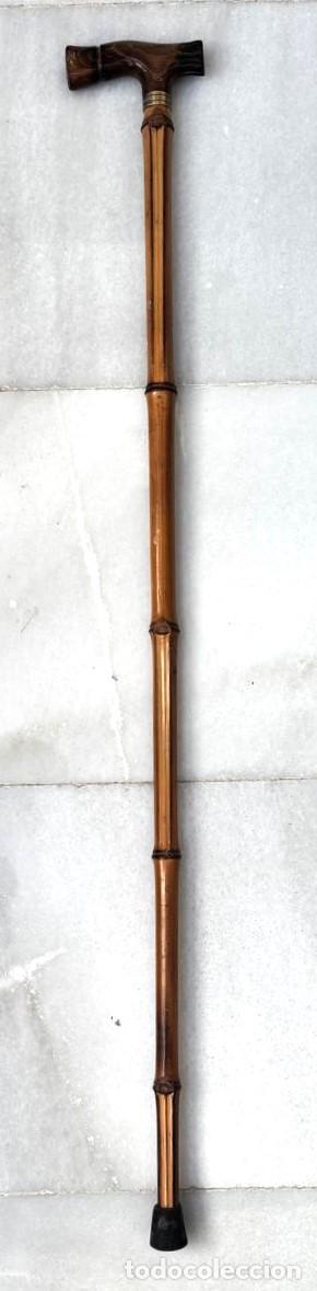Antig&uuml;edades: BASTON DE CA&Ntilde;A CON EMPU&Ntilde;ADURA DE ESTILO CLASICO DE MADERA. BASTON-18