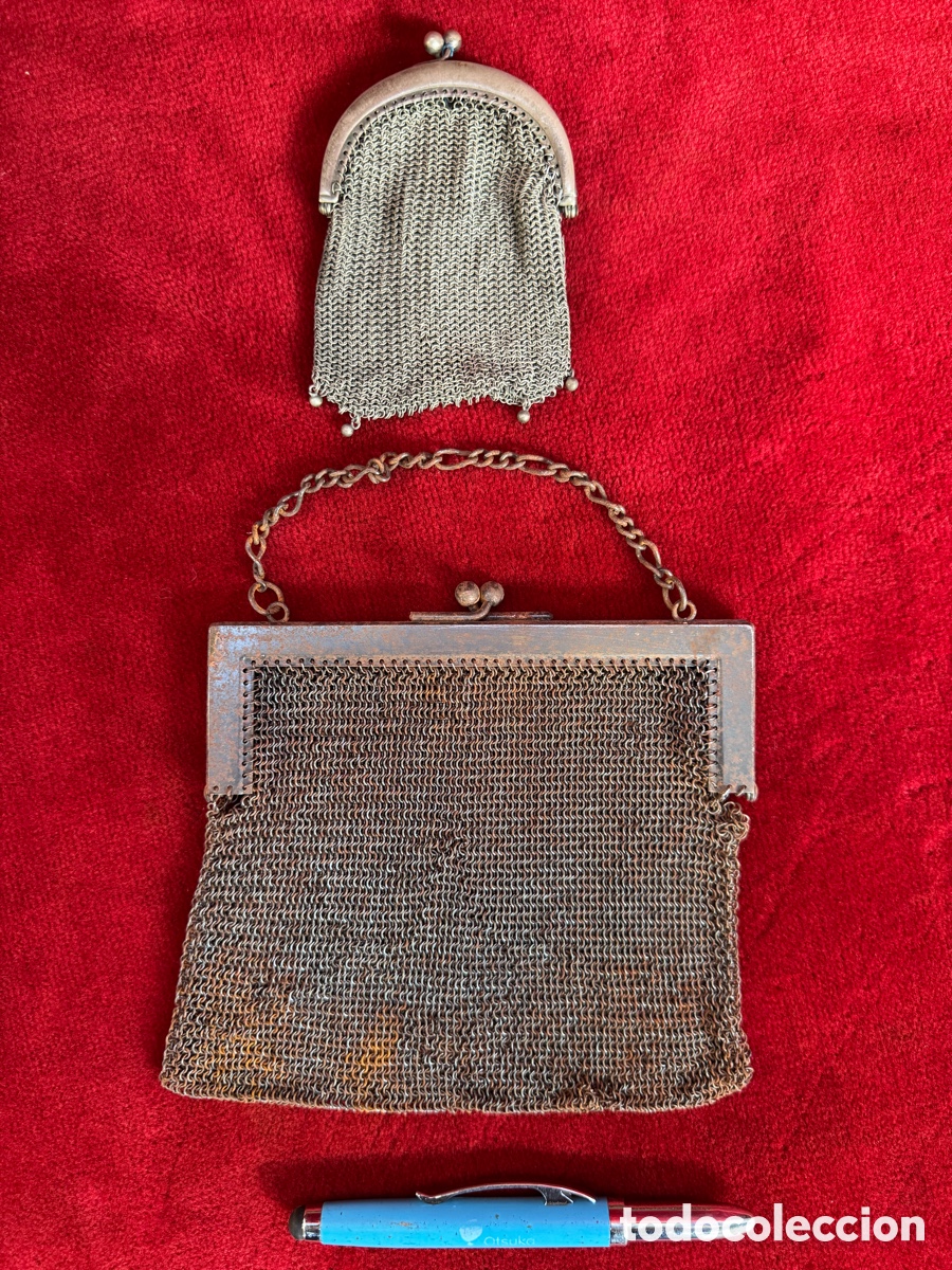Antig&uuml;edades: Lote de 2 antiguos bolsos-monederos de malla!