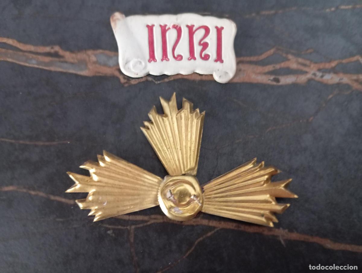 Antig&uuml;edades: POTENCIA O RESPLANDORES MAS PLACA DE INRI PARA FIGURAS RELIGIOSAS