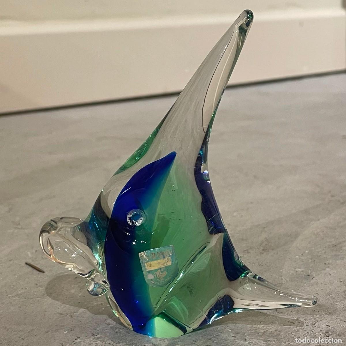 Antig&uuml;edades: Peque&ntilde;o pez &aacute;ngel de vidrio de Murano (con etiqueta de autenticidad), a&ntilde;os 60-70.