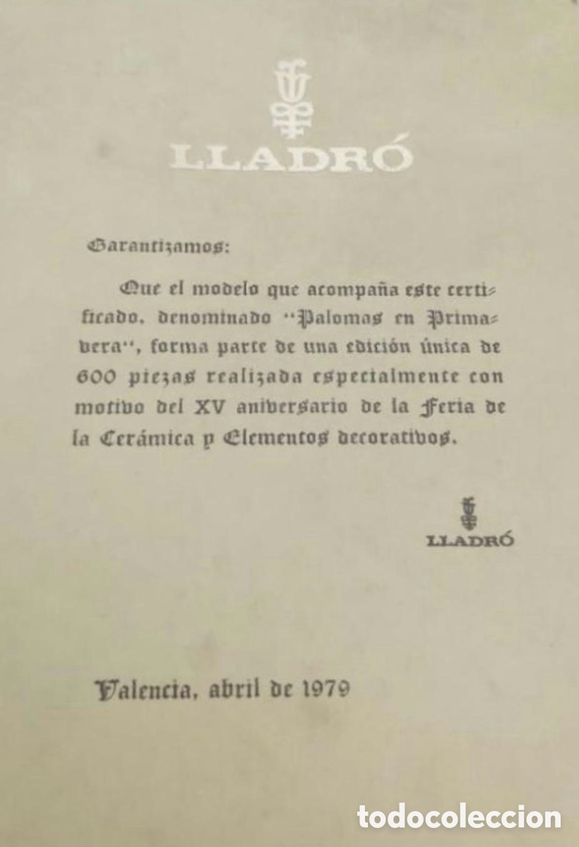 Antig&uuml;edades: REF: 01001340 &ldquo;PALOMAS EN PRIMAVERA&rdquo; LLADR&Oacute; - Foto 8