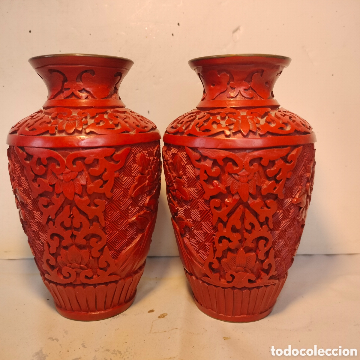 Antig&uuml;edades: 2 Jarr&oacute;nes - China - Laca Cinabrio -&nbsp;&nbsp;13 cm. - Foto 2
