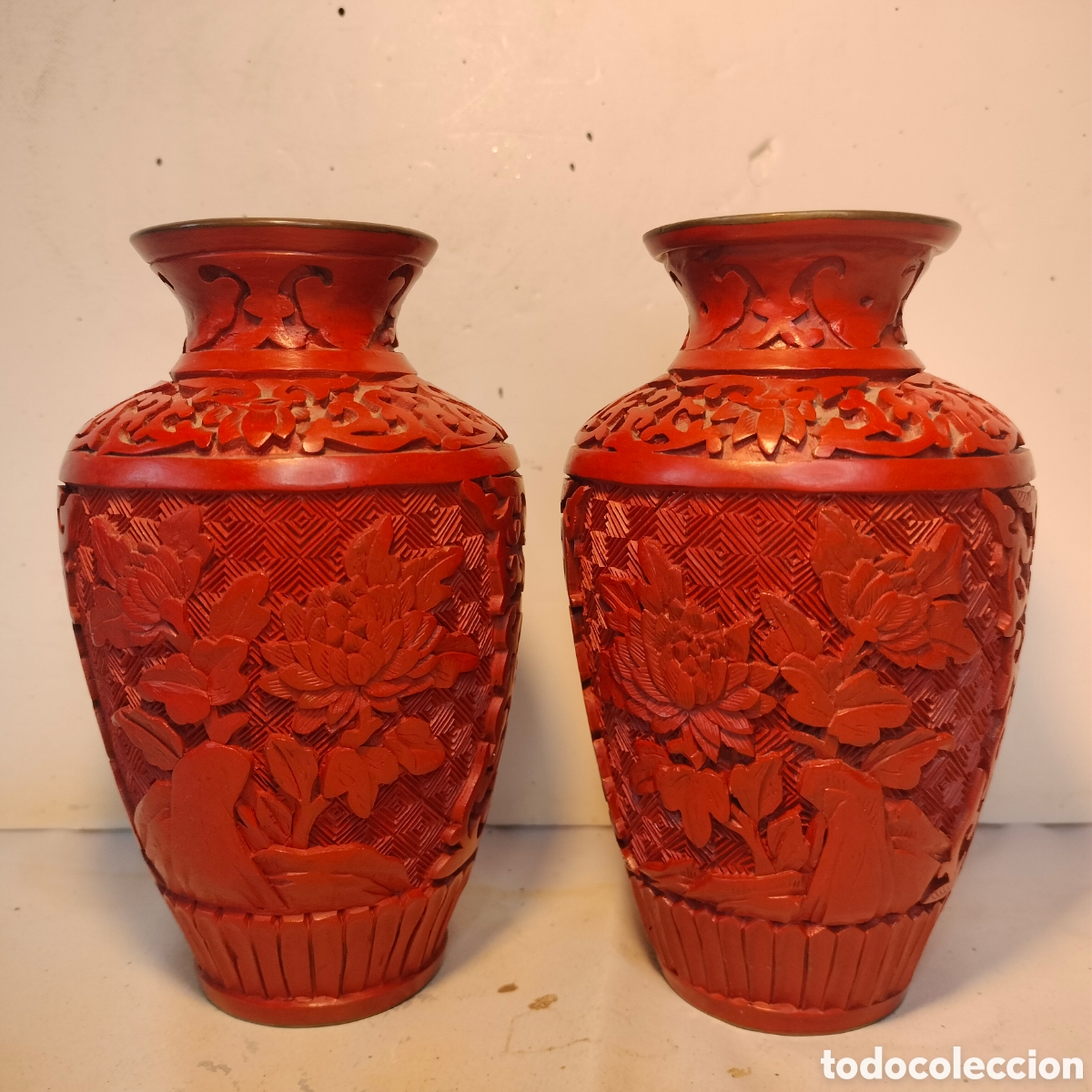 Antig&uuml;edades: 2 Jarr&oacute;nes - China - Laca Cinabrio -&nbsp;&nbsp;13 cm. - Foto 3