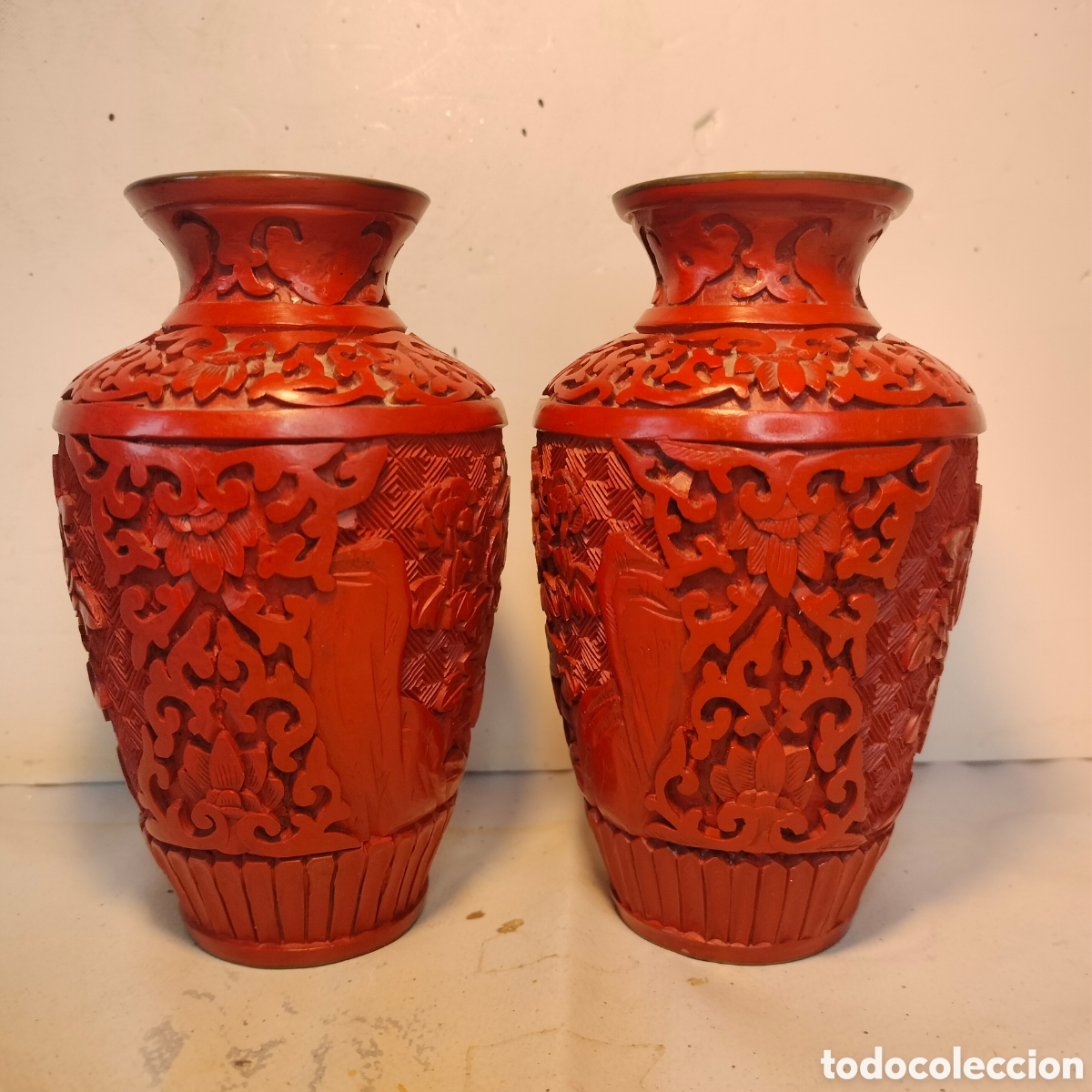 Antig&uuml;edades: 2 Jarr&oacute;nes - China - Laca Cinabrio -&nbsp;&nbsp;13 cm. - Foto 4
