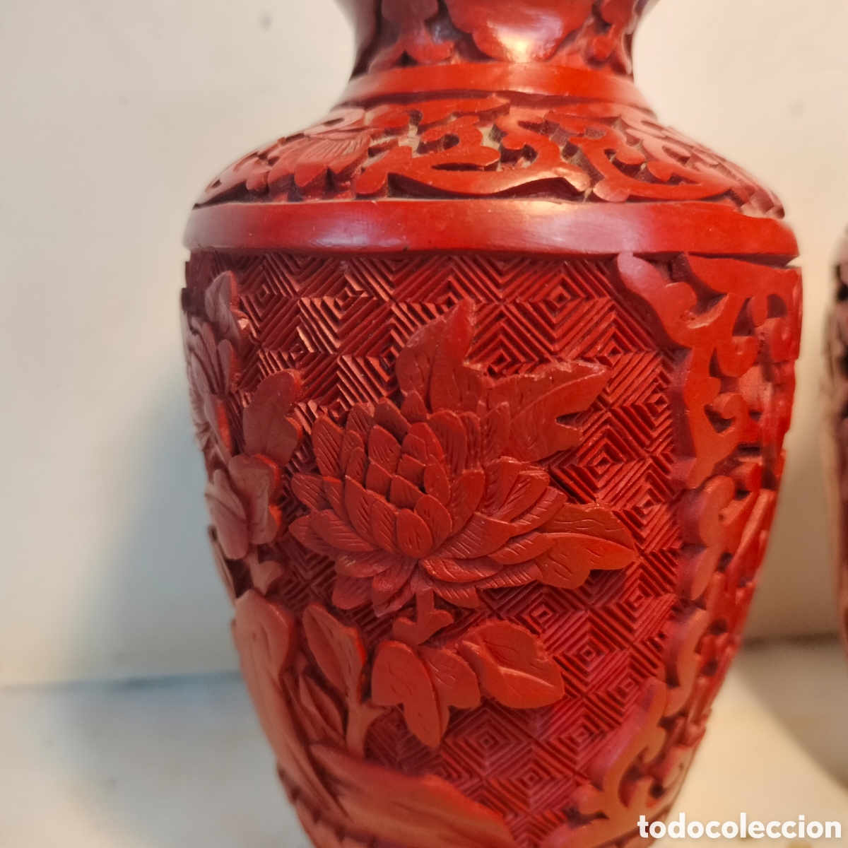 Antig&uuml;edades: 2 Jarr&oacute;nes - China - Laca Cinabrio -&nbsp;&nbsp;13 cm. - Foto 6