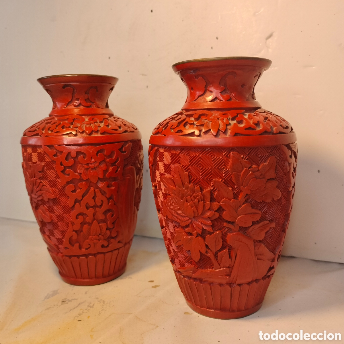 Antig&uuml;edades: 2 Jarr&oacute;nes - China - Laca Cinabrio -&nbsp;&nbsp;13 cm. - Foto 8