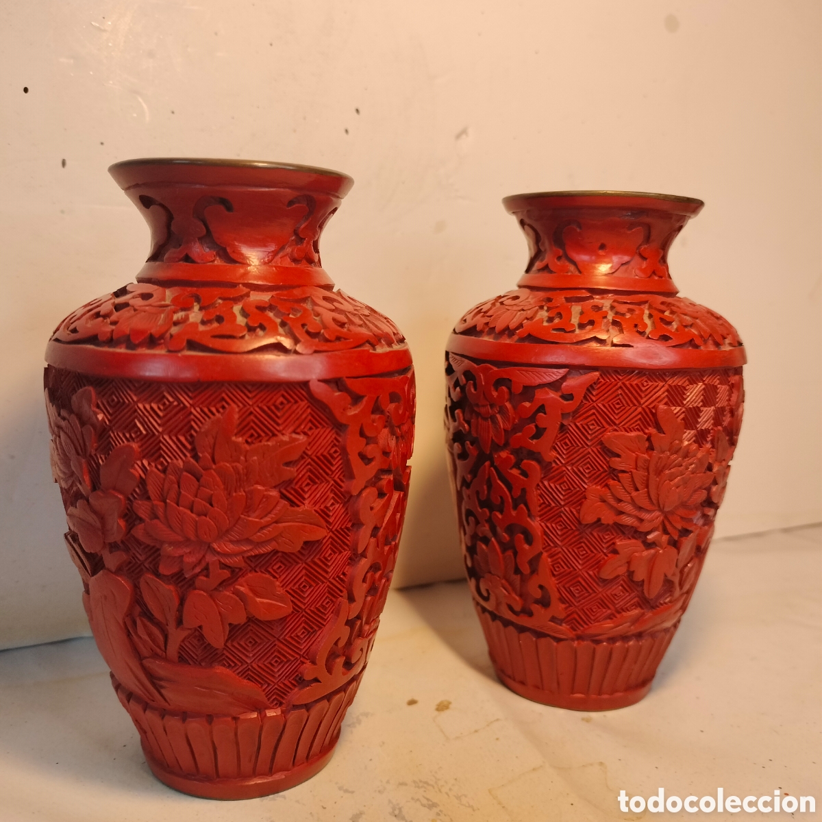Antig&uuml;edades: 2 Jarr&oacute;nes - China - Laca Cinabrio -&nbsp;&nbsp;13 cm. - Foto 9